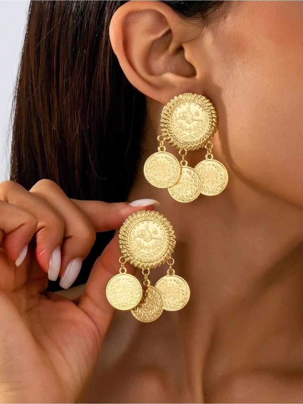 NWT Gorgeous Gold Coin Drop Statement Earrings - Women Jewelry
